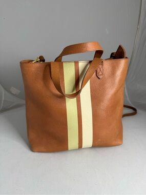 Madewell The Zip-Top Transport Leather Crossbody Striped Edition